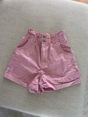 H&M Mauve Paperbag High-Waist Shorts